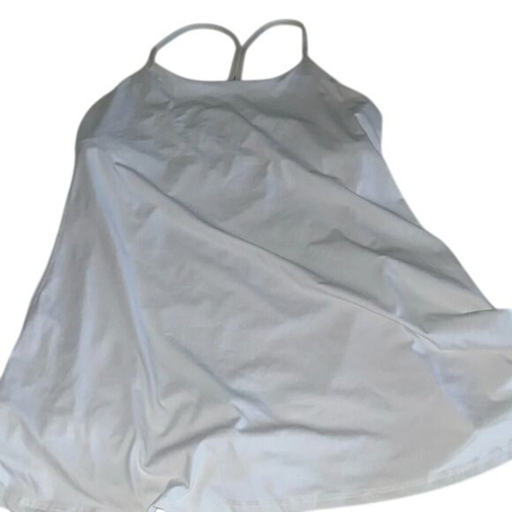 Womens 2X White Romper Dress With Built-In Shorts & Side Pockets Nylon Elastane